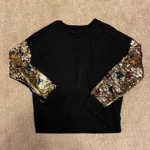 Black Sequin Guess Sweater Top